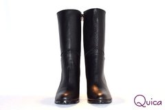Botas Vestir Cuero Negro Taco Separado Quica Gisel en internet