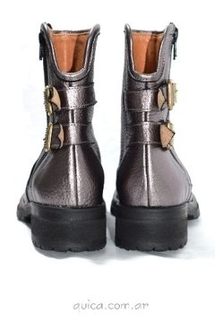 Borcego Mujer Doble Cierre Cuero Peltre Tendencia Quica - comprar online