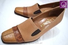 Zapato Taco Cono Cuero Mujer Vestir Combinado Quica Aguaray - tienda online