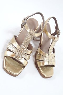 Sandalias Guillermina Cuero Taco Madera Acrílico Quica
