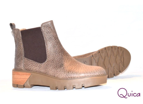 Botas Borcego Mujer Urbana Cuero Graneado Visón Quica Gesell