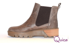 Botas Borcego Mujer Urbana Cuero Graneado Visón Quica Gesell - Quica