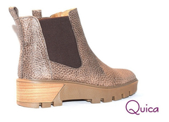 Botas Borcego Mujer Urbana Cuero Graneado Visón Quica Gesell
