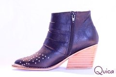 Bota Texana Cuero Tachas Y Hebillas Quica Paloma - tienda online