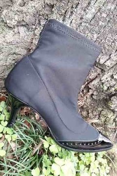 Bota Botineta Vestir Neoprene Y Cuero Negro Quica Puelo