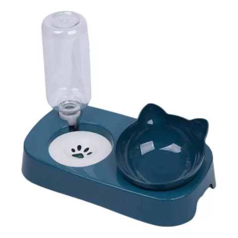 Comedero/bebedero anti splash doble con botella - comprar online