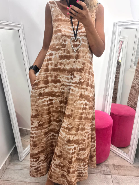 Vestido "Miranda" - Viscosa Largo con Tajo y Bolsillos Aerosol - comprar online