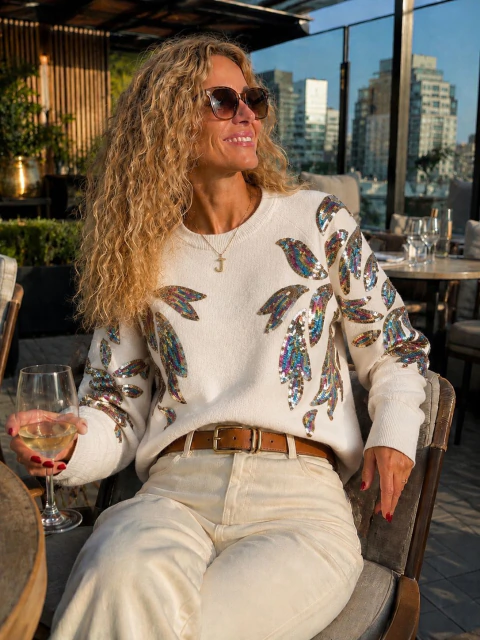 Sweater Premium "Winter" - Hojas Lentejuelas