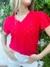 Remera Importada Lycra Calada Cuello V Manga Volados