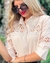 Camisa "Carolina" - Cuello y Mangas Flores Caladas