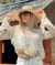 Top Premium Crochet Manga Larga con Flecos - tienda online