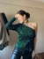 Blusa "Cannes" : Lentejuelas Manga Larga un Hombro
