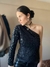 Blusa "Cannes" : Lentejuelas Manga Larga un Hombro - comprar online