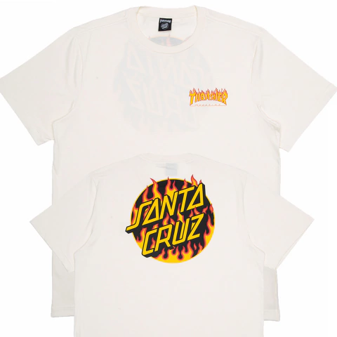 Camiseta Santa Cruz X Thrasher Flame Dot - white