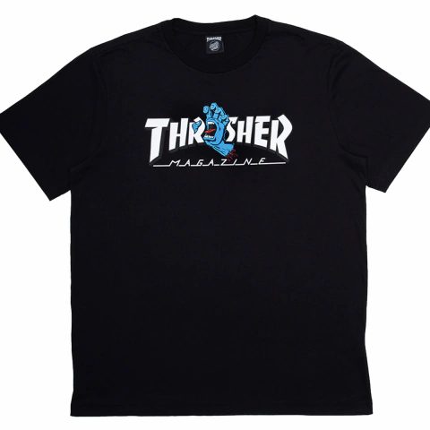Camiseta Santa Cruz X Thrasher Screaming Logo - Black