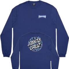Camiseta Santa Cruz X Thrasher Flame Dot - longa Blue