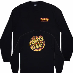 Camiseta Santa Cruz X Thrasher Flame Dot - longa Black
