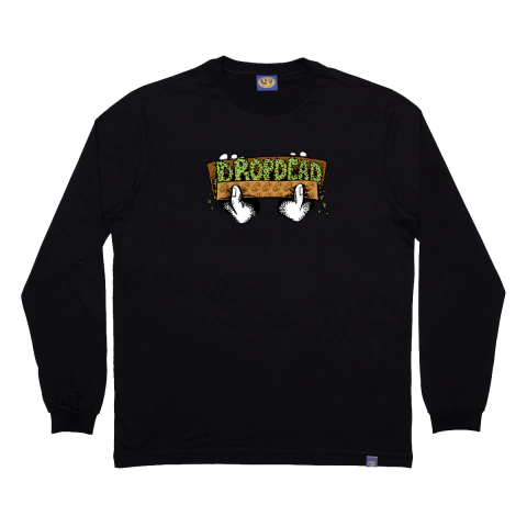 Camiseta Drop Dead Manga longa - Sem filtro preta