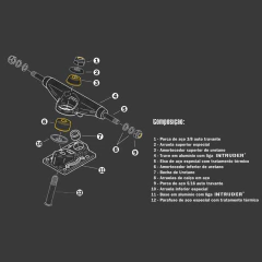 TRUCK INTRUDER PRO SERIES - 139mm MID black - SKATE SHOP KIORI SKATES - monte seu skate  