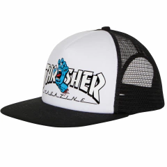 Bone Santa Cruz X Thrasher Screaming Logo High Profile Mesh Trucker Hat - white - comprar online
