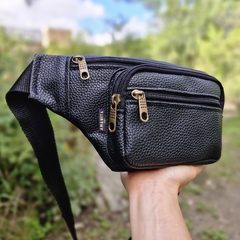 Riñonera cuatro bolsillos BLACK ECOCUERO - tienda online