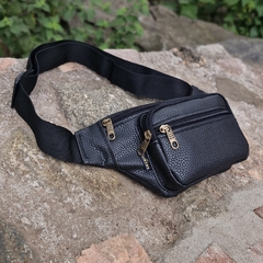Riñonera cuatro bolsillos BLACK ECOCUERO - tienda online
