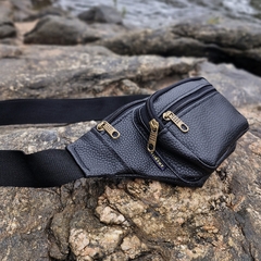 Riñonera cuatro bolsillos BLACK ECOCUERO - comprar online