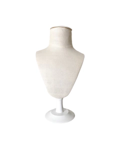 PECHERA CON BASE DE MADERA CIRCULAR BLANCA