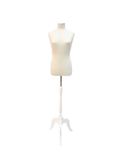 BUSTO DAMA CON BASE TRIPODE DE MADERA BLANCA