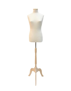 BUSTO DAMA CON BASE TRIPODE MADERA CRUDA