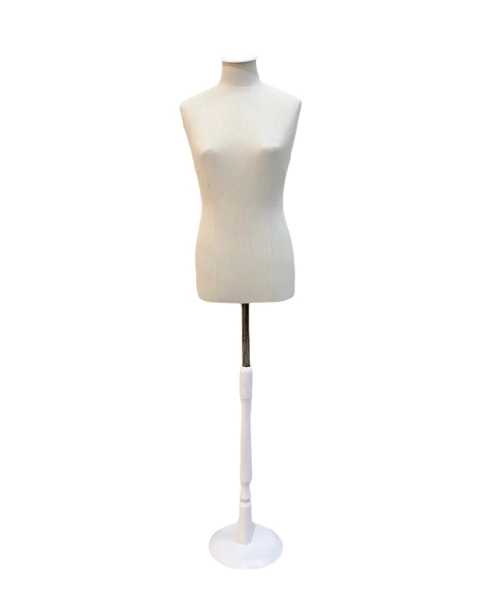 BUSTO DAMA CON BASE PLATO MADERA BLANCA