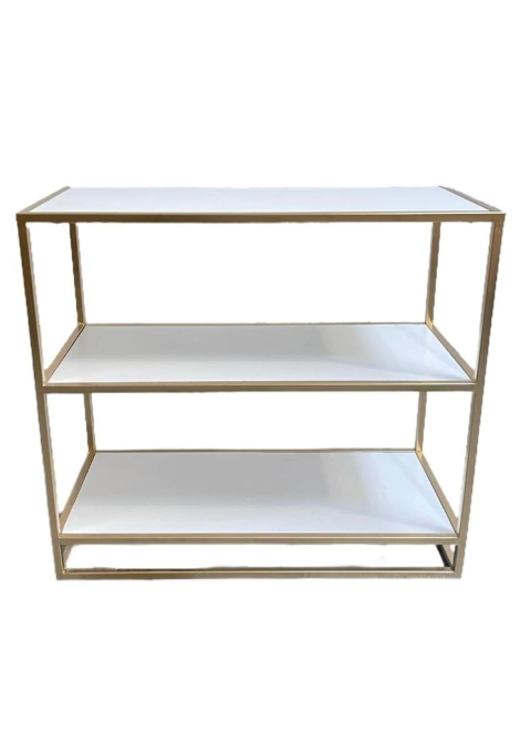 MESADA DORADA CON ESTANTES