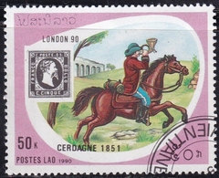 32876 ... LAOS - EXPO LONDON 90 - POSTALISTA A CAVALO - 1990