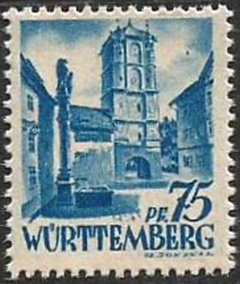 3012        ALEMANHA   -   ZONA FRANCESA - WURTTEMBERG  -  75  Pf.
