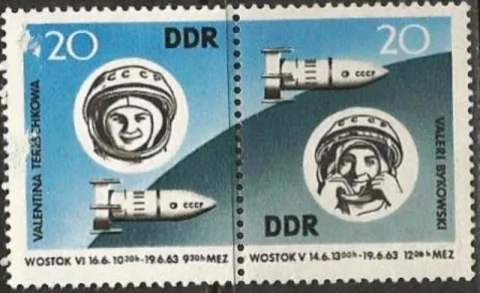 0970/1 .... ALEMANHA D D R - WALERI ( VOSTOK V ) e WALENTINA ( VOSTOK V I ) - SE TENANT