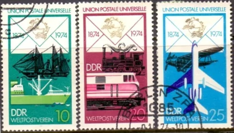 1984/6 ALEMANHA D D R - CENTENÁRIO DA UNIÃO POSTAL UNIVERSAL - 1974 - SERIE USADA