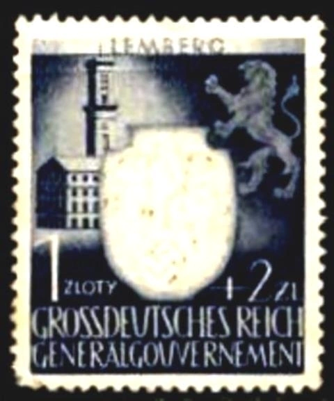GENERALGOUVERNEMENT - 109 - RATHAUS EM LEMBERG - 1 ZLOTY + 2 ZLOTY - 1943