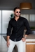 Camisa masculina tricoline com elastano oxing
