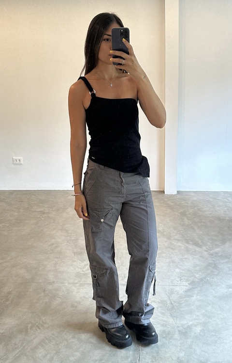 Calça sarja wide leg cargo sany lerrux - comprar online