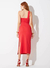 Vestido alça midi canelado torção sommer na internet