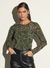 Blusa manga longa tule estampado forrado sommer