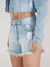Shorts jeans hot pant desfiado lavagem clara lady rock - FASHION UP!