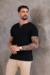 Camiseta masculina gola ribana henley botões - loja online