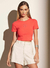 Blusinha manga curta canelada bordado sommer