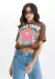 Cropped t-shirt manga curta detalhe correntes costas MYFT