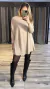 Blusa manga longa alongada tricot gola alta - FASHION UP!