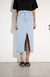 Saia jeans midi barra desfeita alcance