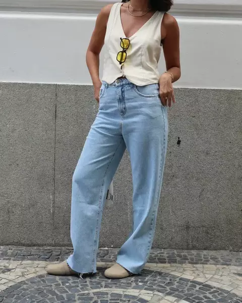 Calça jeans wide leg olimpia Lerrux - comprar online