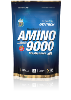Amino 9000 Gentech 160 Tab Aminoácidos Masticables Saborizados Sin Tacc