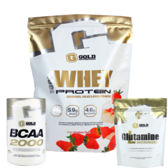 Combo Athletics Gold Nutrition Proteína 5Lbs + Bcaa 2000 30 Serv + Glutamina 45 Serv - comprar online